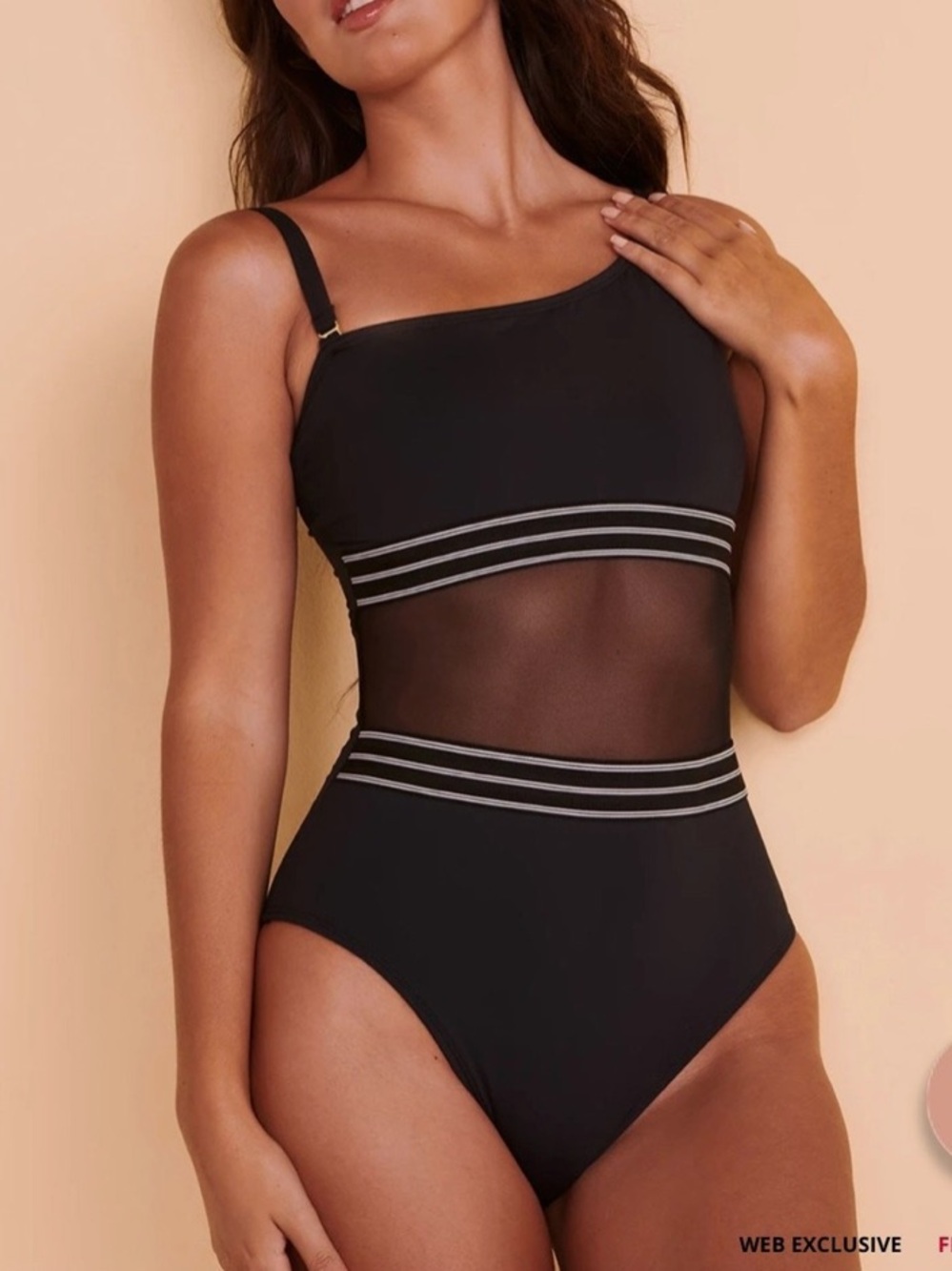 Bleu Rod Beattie Sz 10 Swimsuit Off the Grid One Shoulder One Piece Black